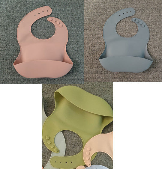 AROBA Soft Waterproof Silicone Baby Bib with Food Catcher