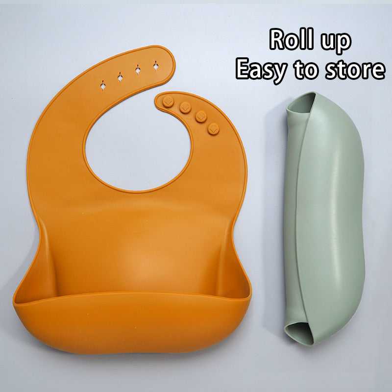 AROBA Soft Waterproof Silicone Baby Bib with Food Catcher