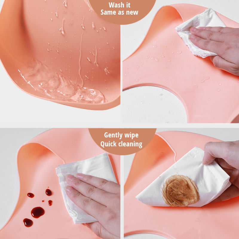 AROBA Soft Waterproof Silicone Baby Bib with Food Catcher