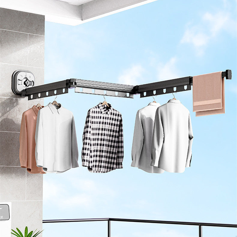 Suction Cup Folding Clothes Hanger Indoor Home Balcony Aluminum Retractable Drying Rack No Punching Folding Clothes Hanger