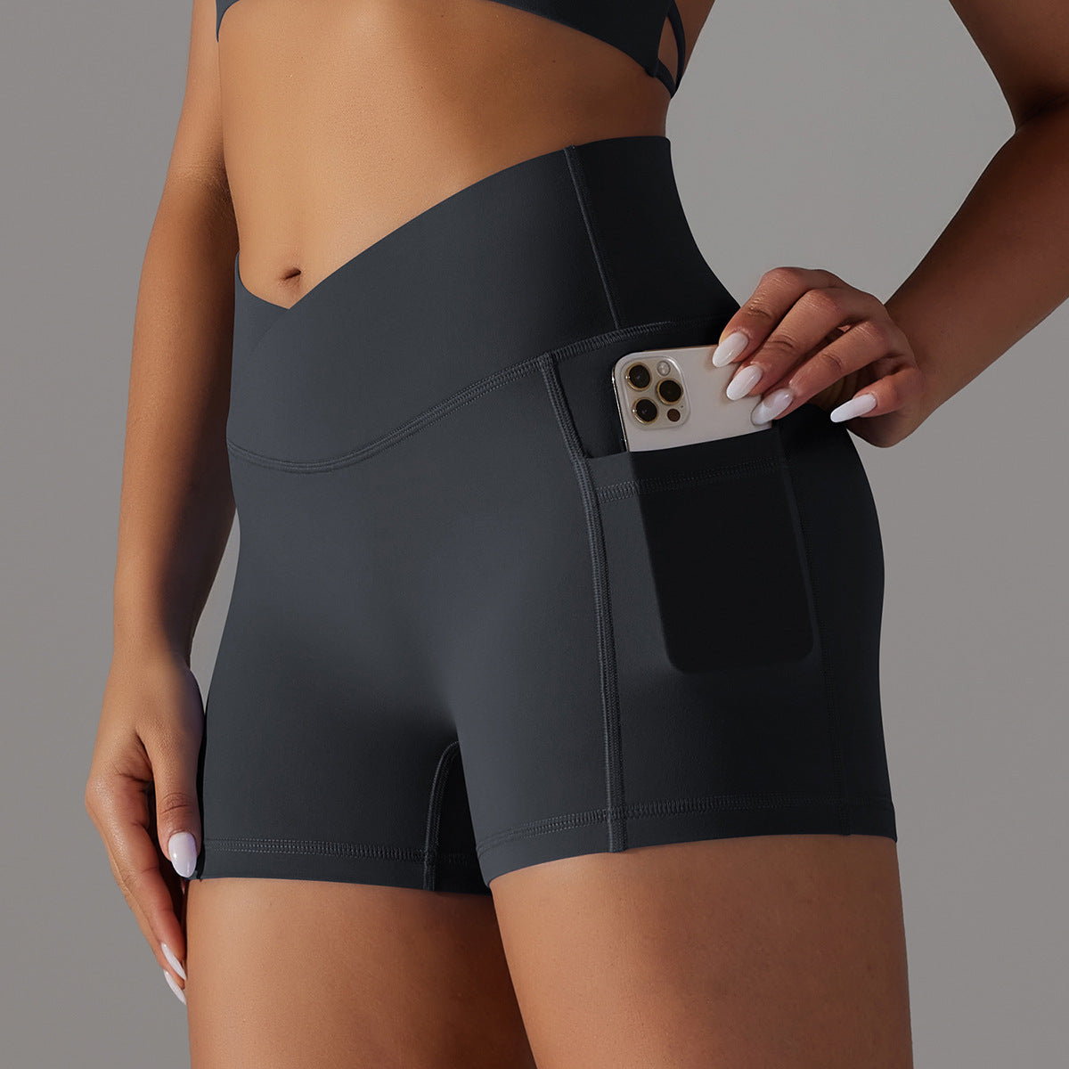 AROBA WOMEN Yoga Shorts With Phone Pocket