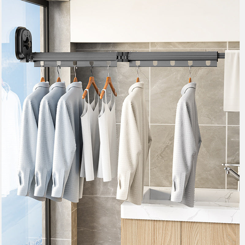 Suction Cup Folding Clothes Hanger Indoor Home Balcony Aluminum Retractable Drying Rack No Punching Folding Clothes Hanger